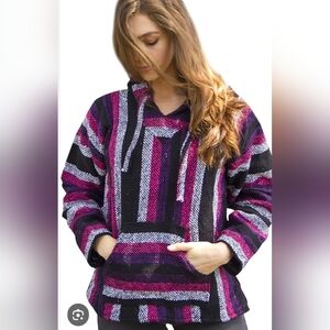 Mexican Baja Hoodie Pink Purple Womens Jerga